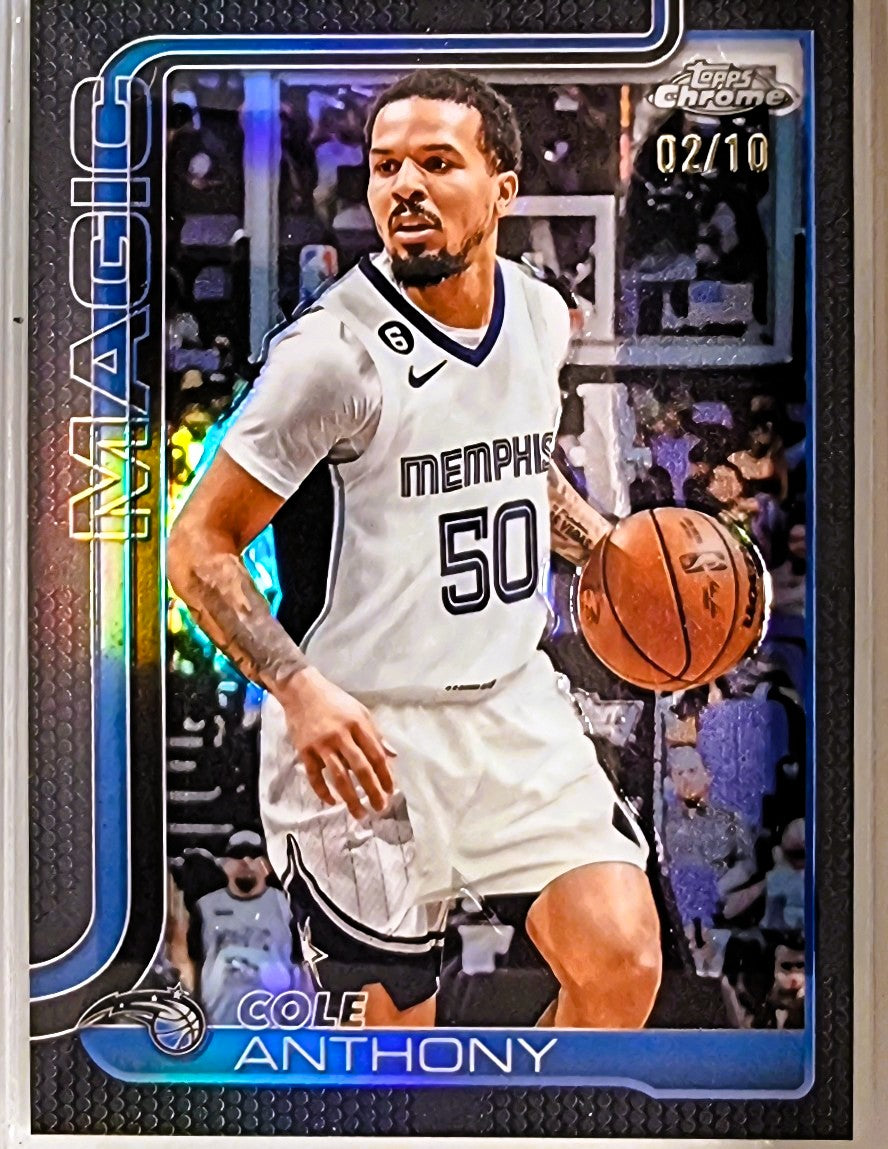 2025-26 Topps Chrome NBA Black Refractor #175 Cole Anthony /10