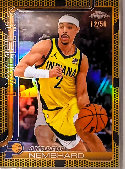 2025-26 Topps Chrome NBA Gold Basketball Refractor #97 Andrew Nembhard /50
