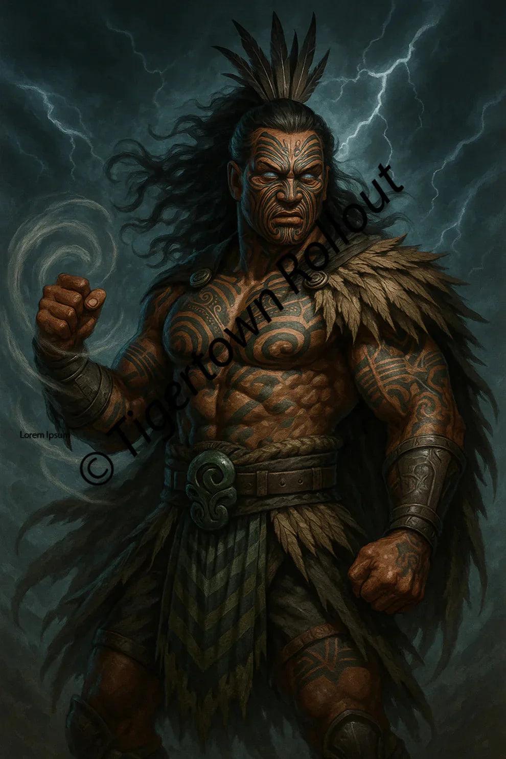Māori Inspired Mythological Digital Artwork – Fantasy Character Art